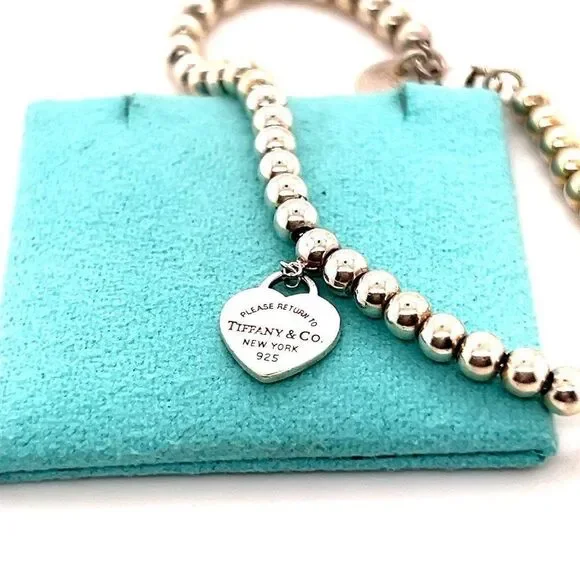 T&Co. 925 Mini Heart Tag Beaded Bracelet - Picture 7 of 11
